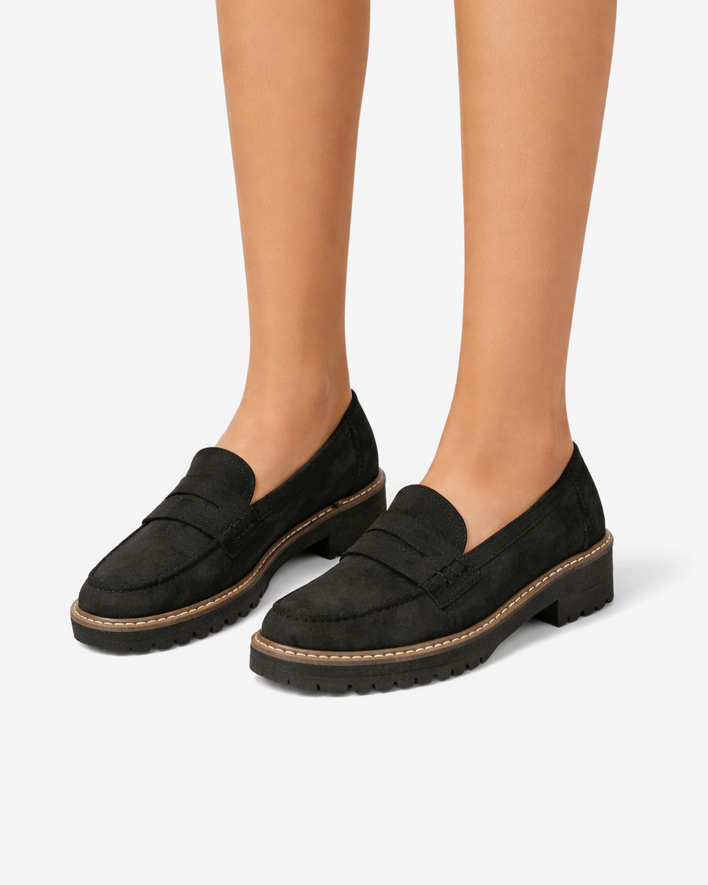 Womens Suede Platform Loafers Slip-On - Clovrio