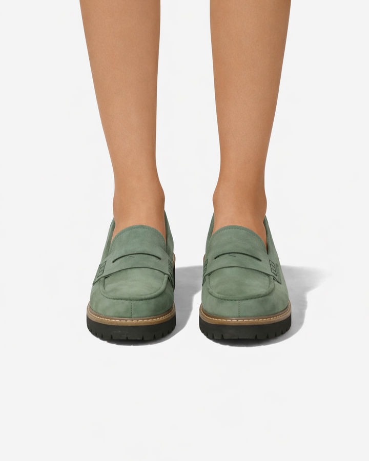 Womens Suede Platform Loafers Slip-On