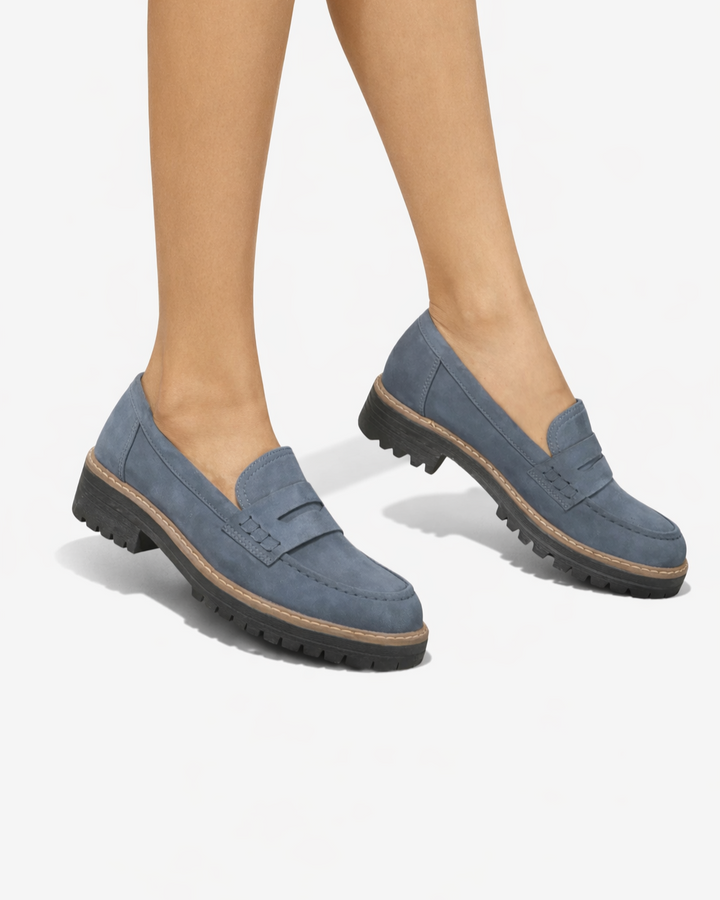 Womens Suede Platform Loafers Slip-On