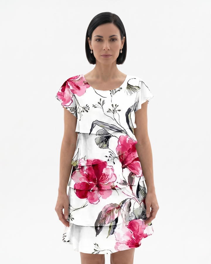 Womens Tiered Dress Lightweight Floral Print