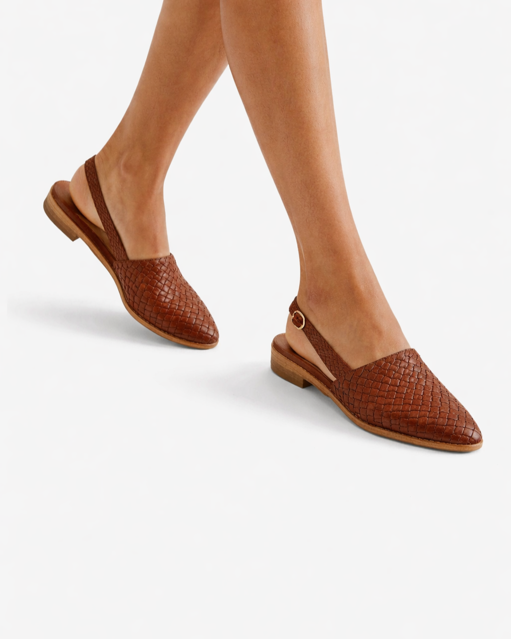 Womens Woven Leather Slingback Shoes - Clovrio