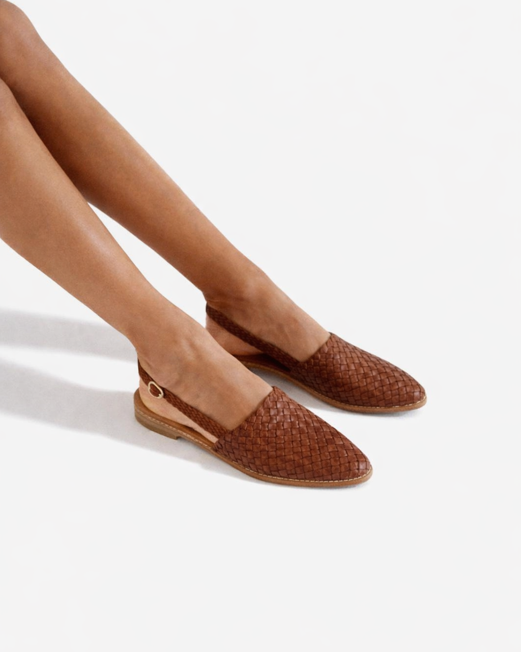 Womens Woven Leather Slingback Shoes