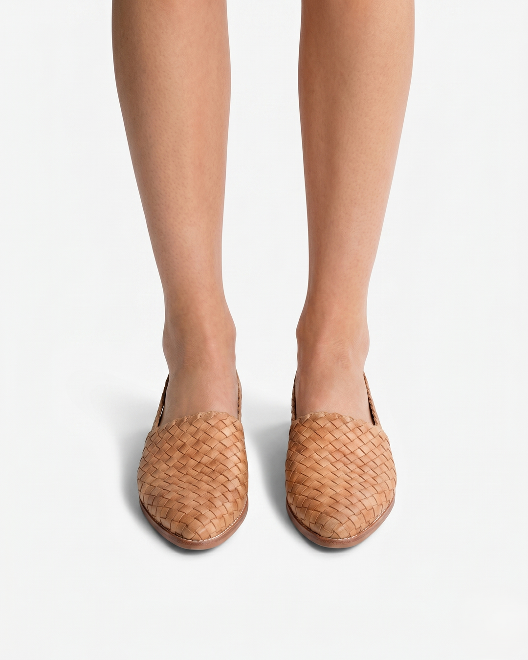 Womens Woven Leather Slingback Shoes