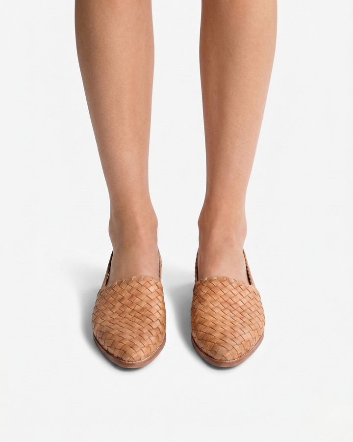 Womens Woven Leather Slingback Shoes