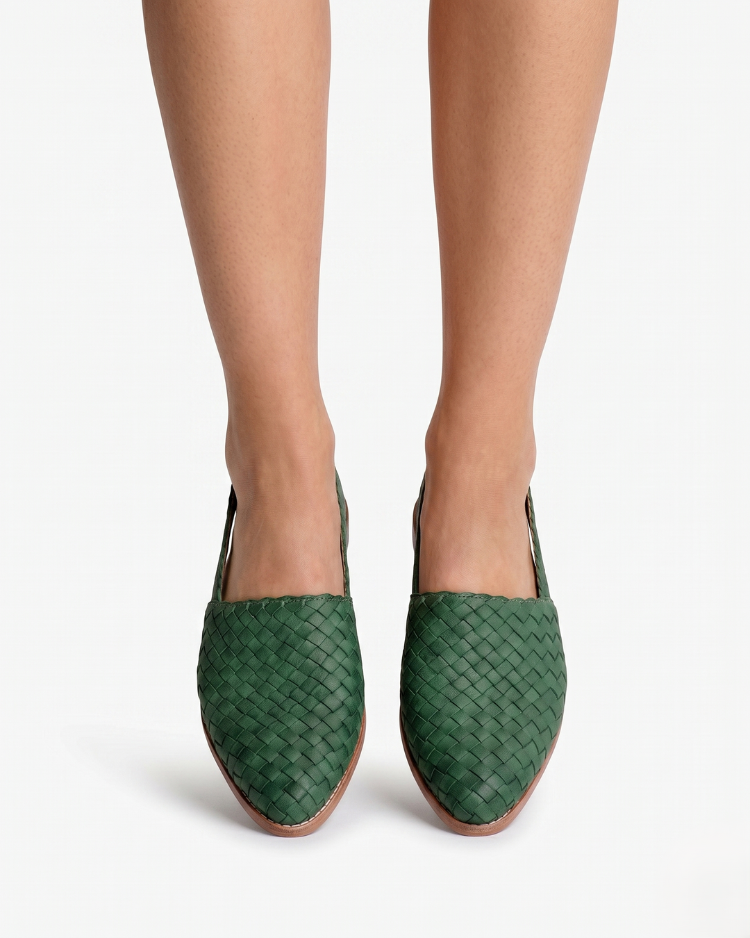 Womens Woven Leather Slingback Shoes