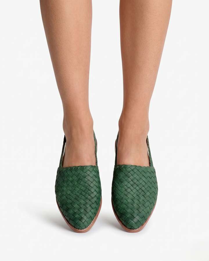 Womens Woven Leather Slingback Shoes