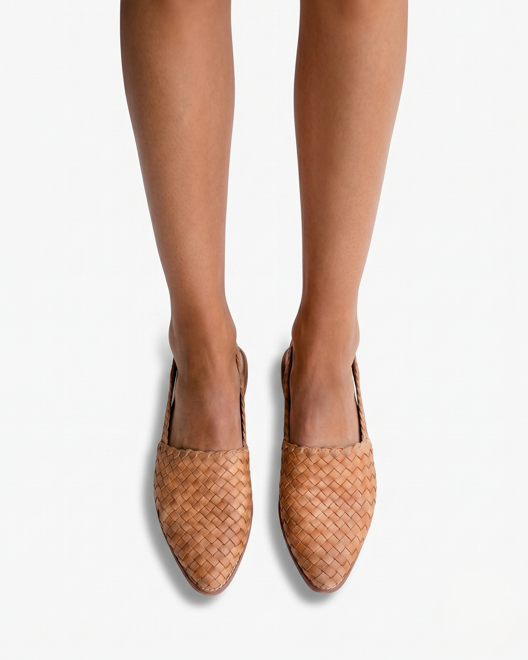 Womens Woven Leather Slingback Shoes