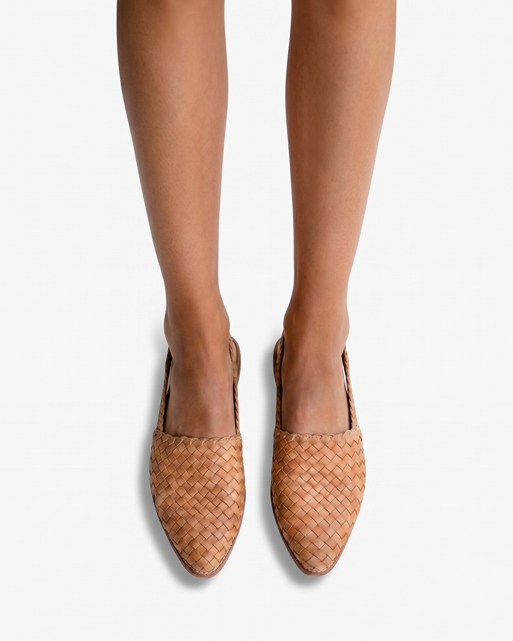 Womens Woven Leather Slingback Shoes