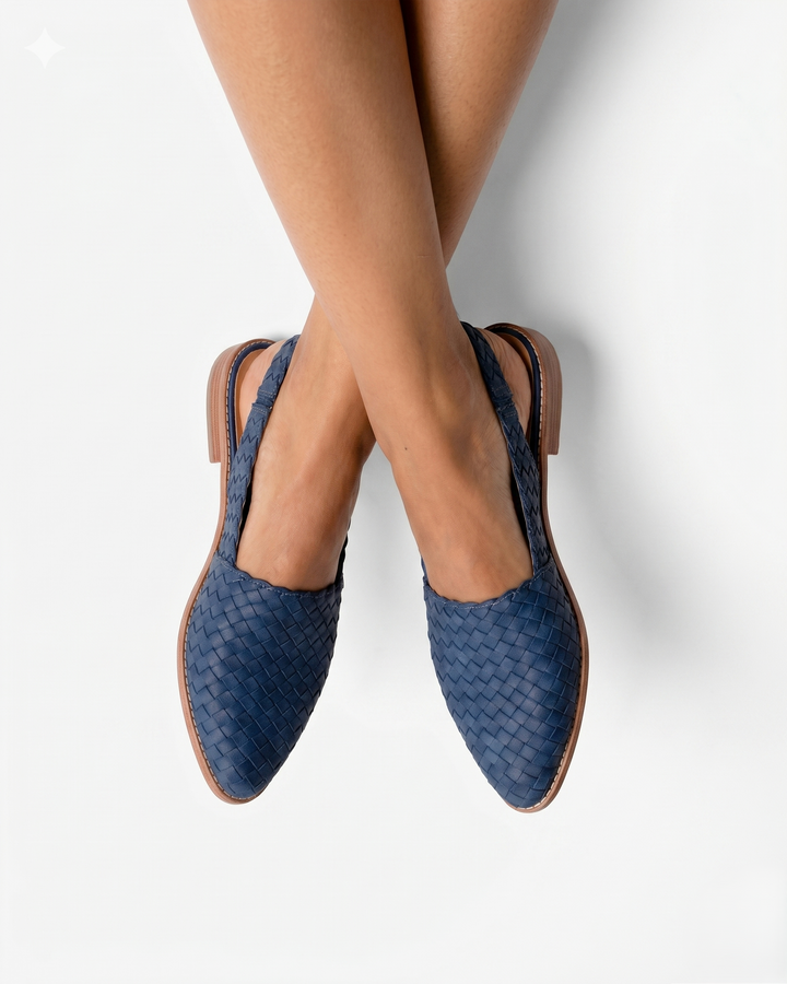 Womens Woven Leather Slingback Shoes