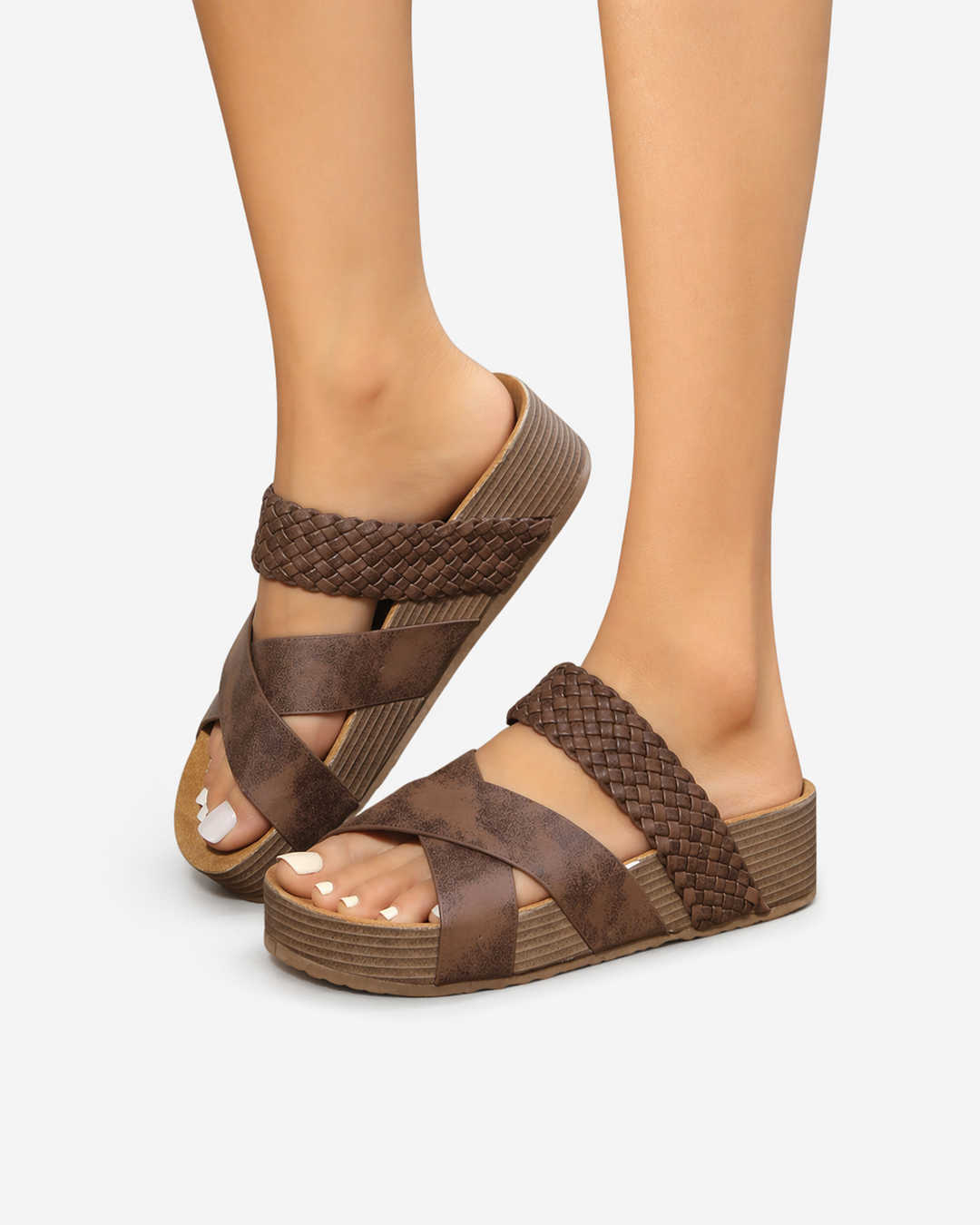 Womens Platform Sandals Woven Strap Open Toe - Clovrio