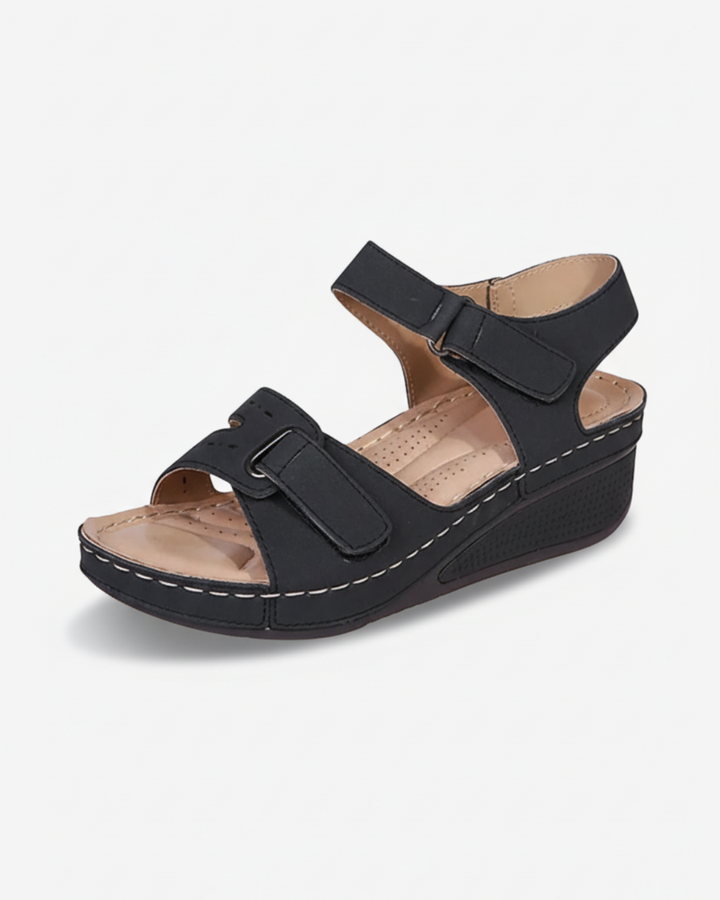 Womens Wedge Sandals with Double Adjustable Straps Open Toe