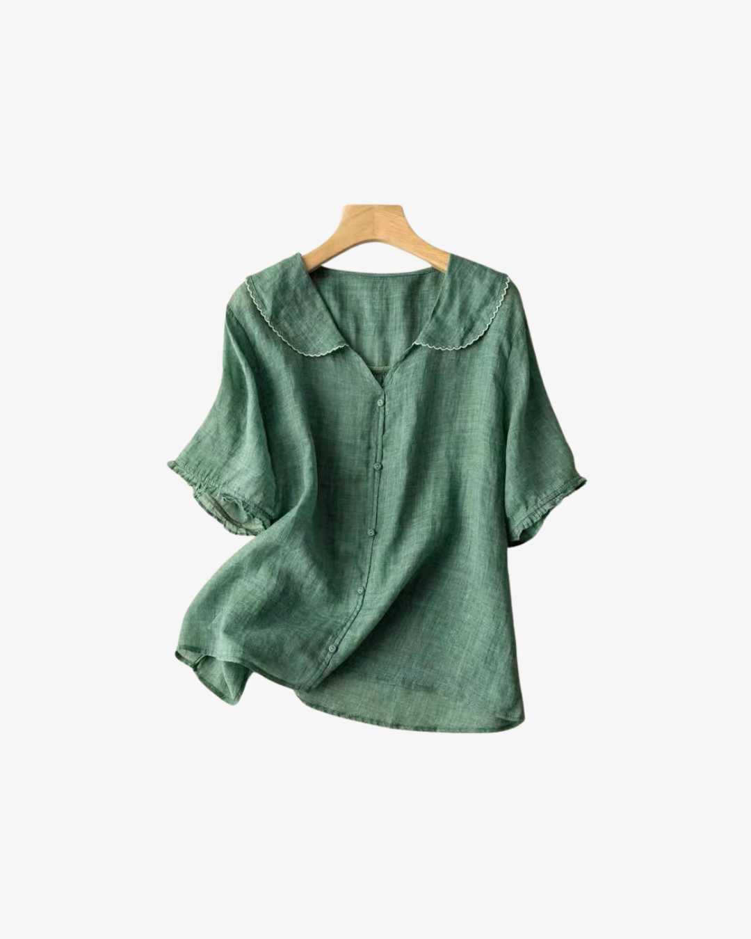 Womens Linen Blouse with Peter Pan Collar