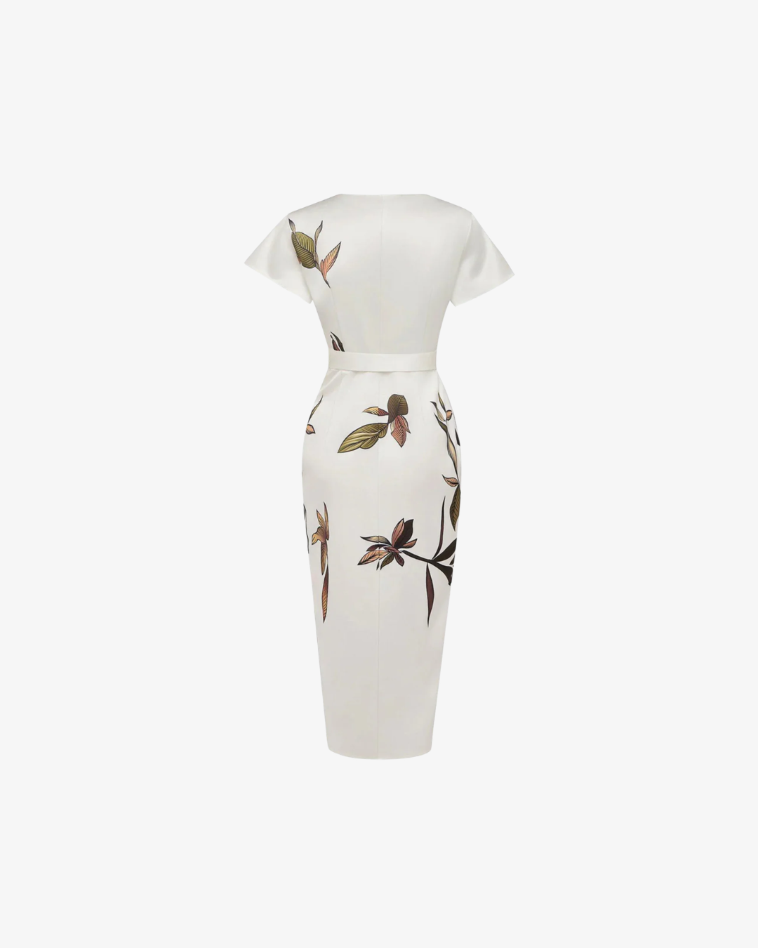 Womens Wrap Midi Dress with V-Neck Flutter Sleeve Tie Waist