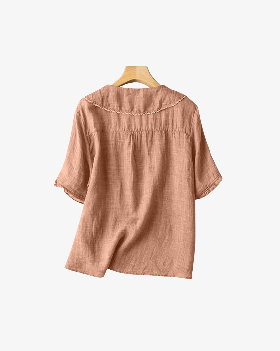 Womens Linen Blouse with Peter Pan Collar