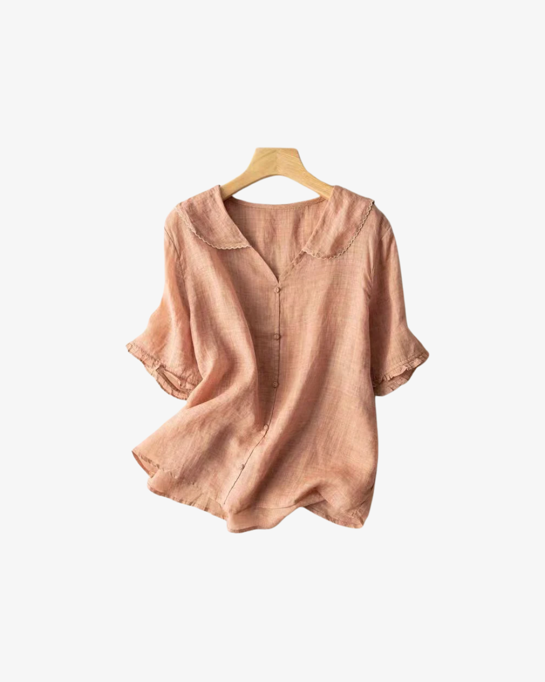 Womens Linen Blouse with Peter Pan Collar