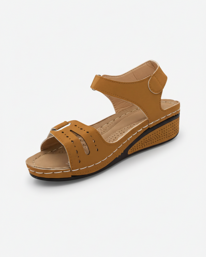 Womens Wedge Sandals with Double Adjustable Straps Open Toe