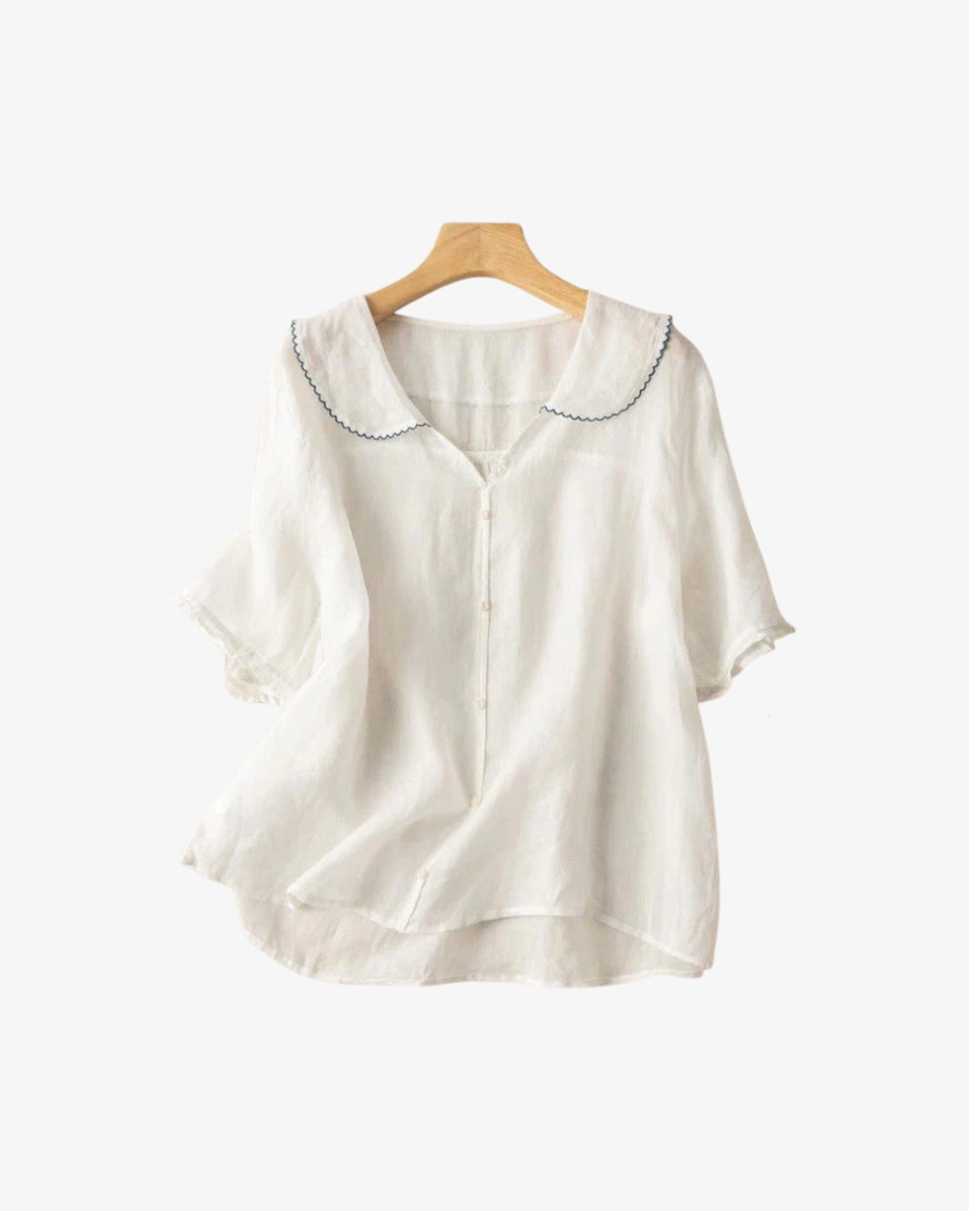Womens Linen Blouse with Peter Pan Collar