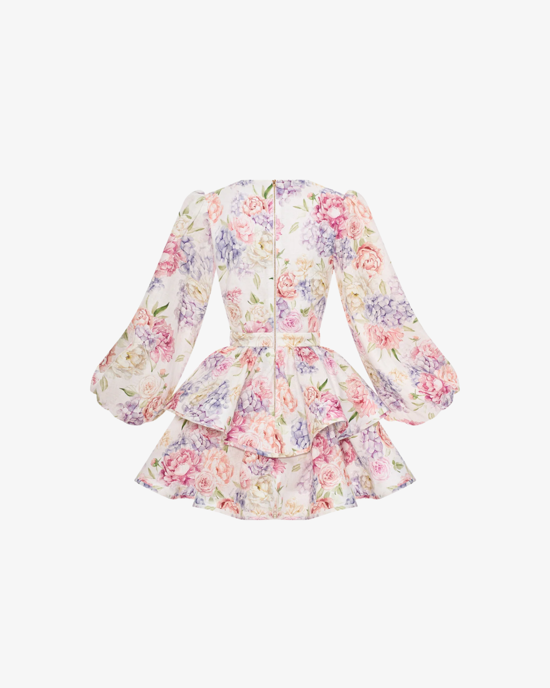 Womens Mini Dress with Puff Sleeves Tiered Ruffle Hem