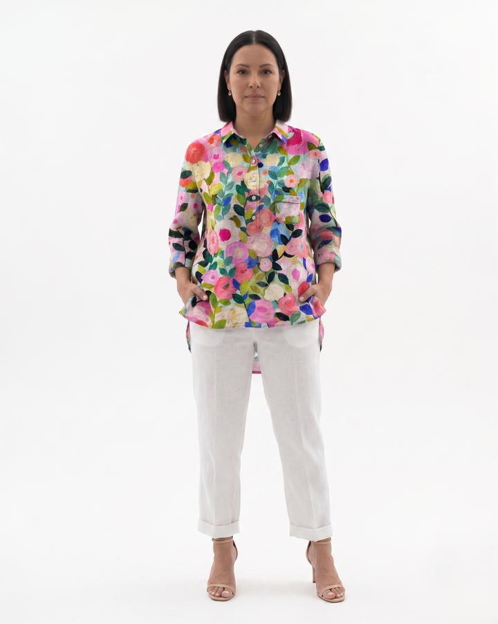 Womens Blouse Lightweight Floral Print Loose Fit