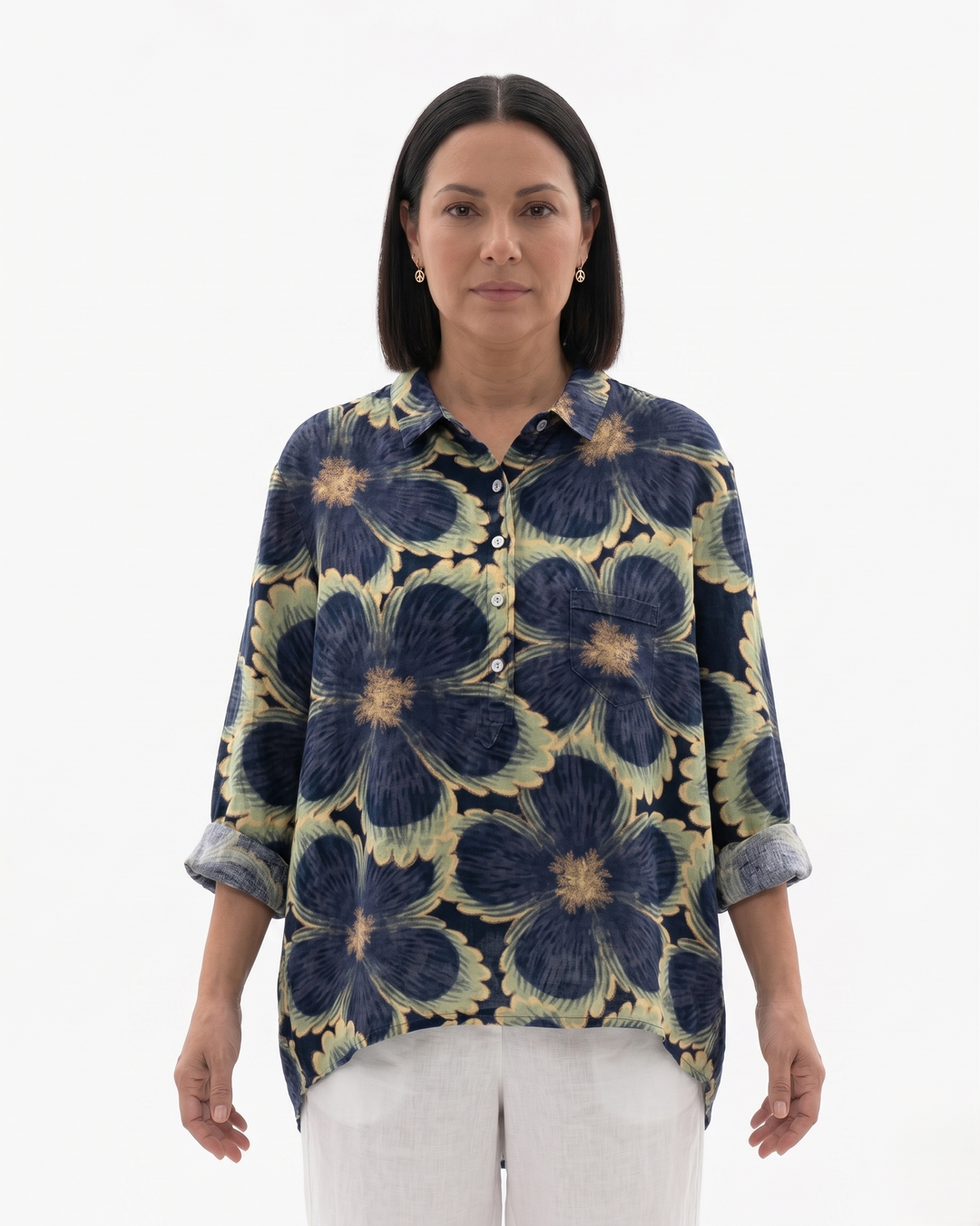 Womens Blouse Lightweight Floral Print Loose Fit - Clovrio