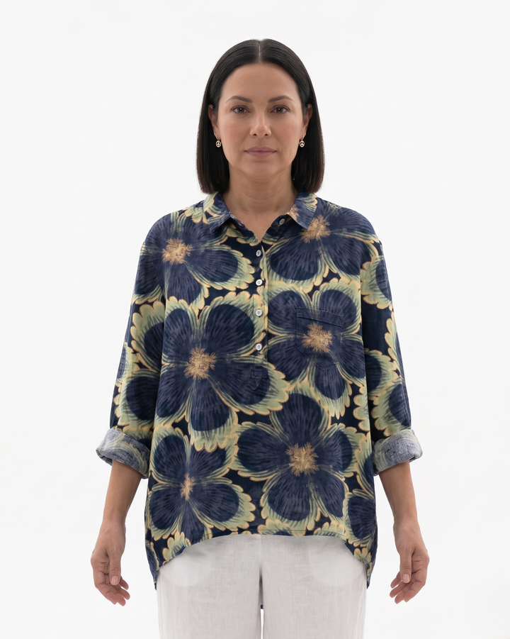 Womens Blouse Lightweight Floral Print Loose Fit - Clovrio