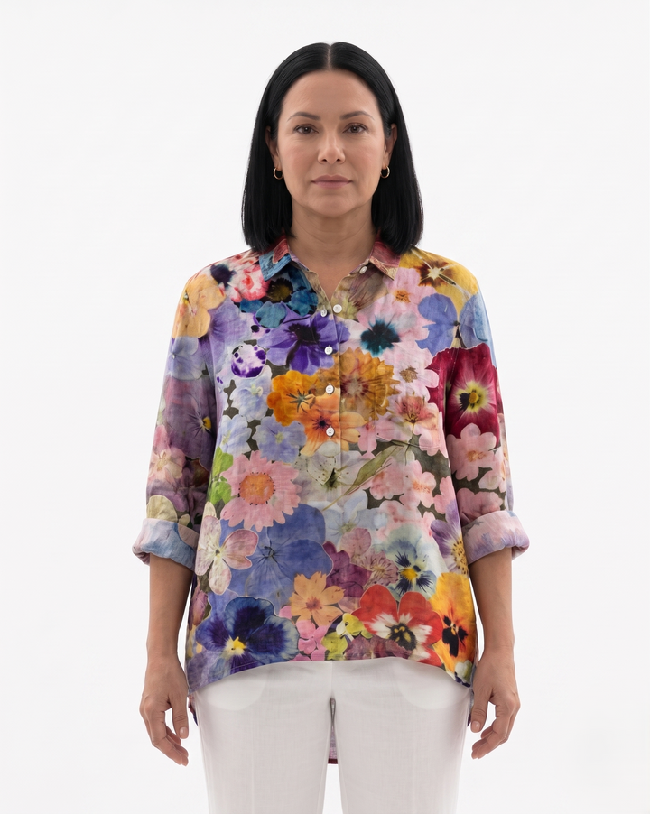 Womens Blouse Lightweight Floral Print Loose Fit