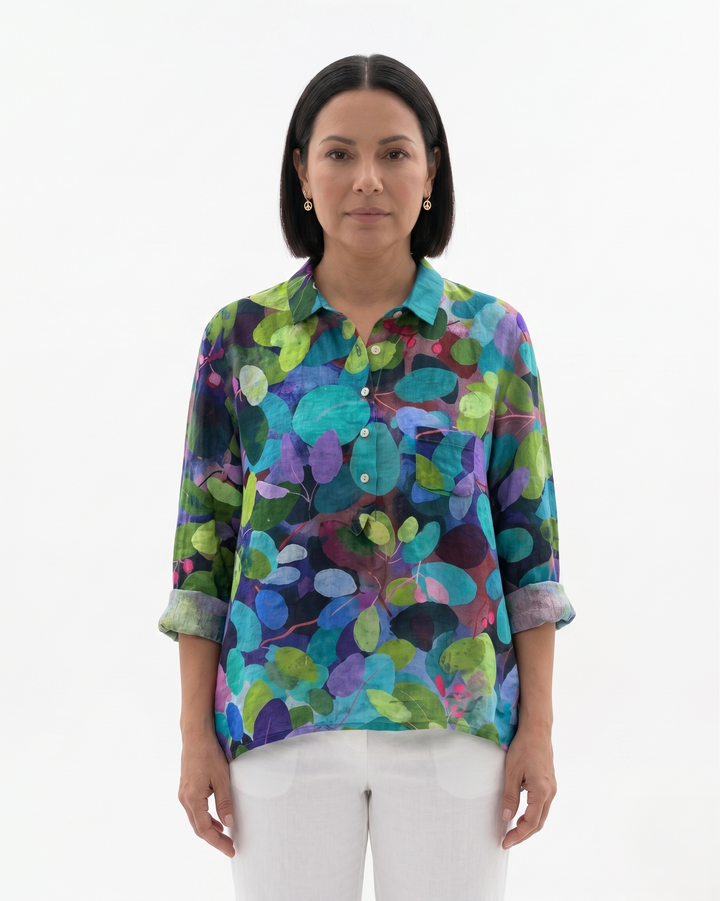 Womens Blouse Lightweight Floral Print Loose Fit