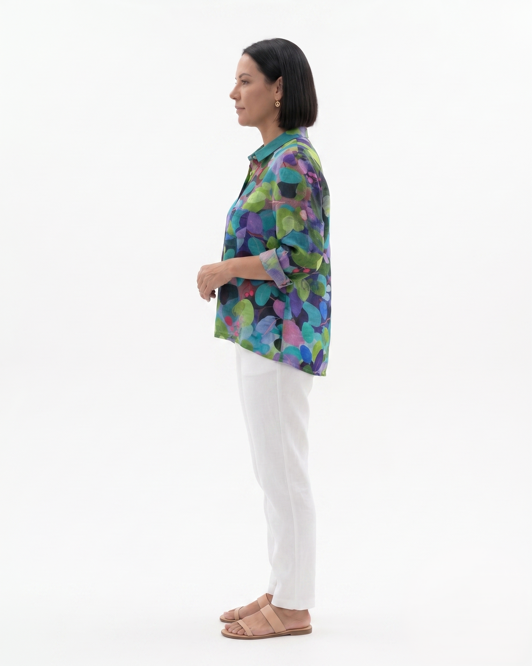 Womens Blouse Lightweight Floral Print Loose Fit