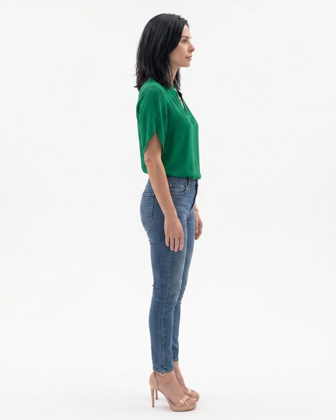 Womens Blouse Fluid Crepe V-Neck
