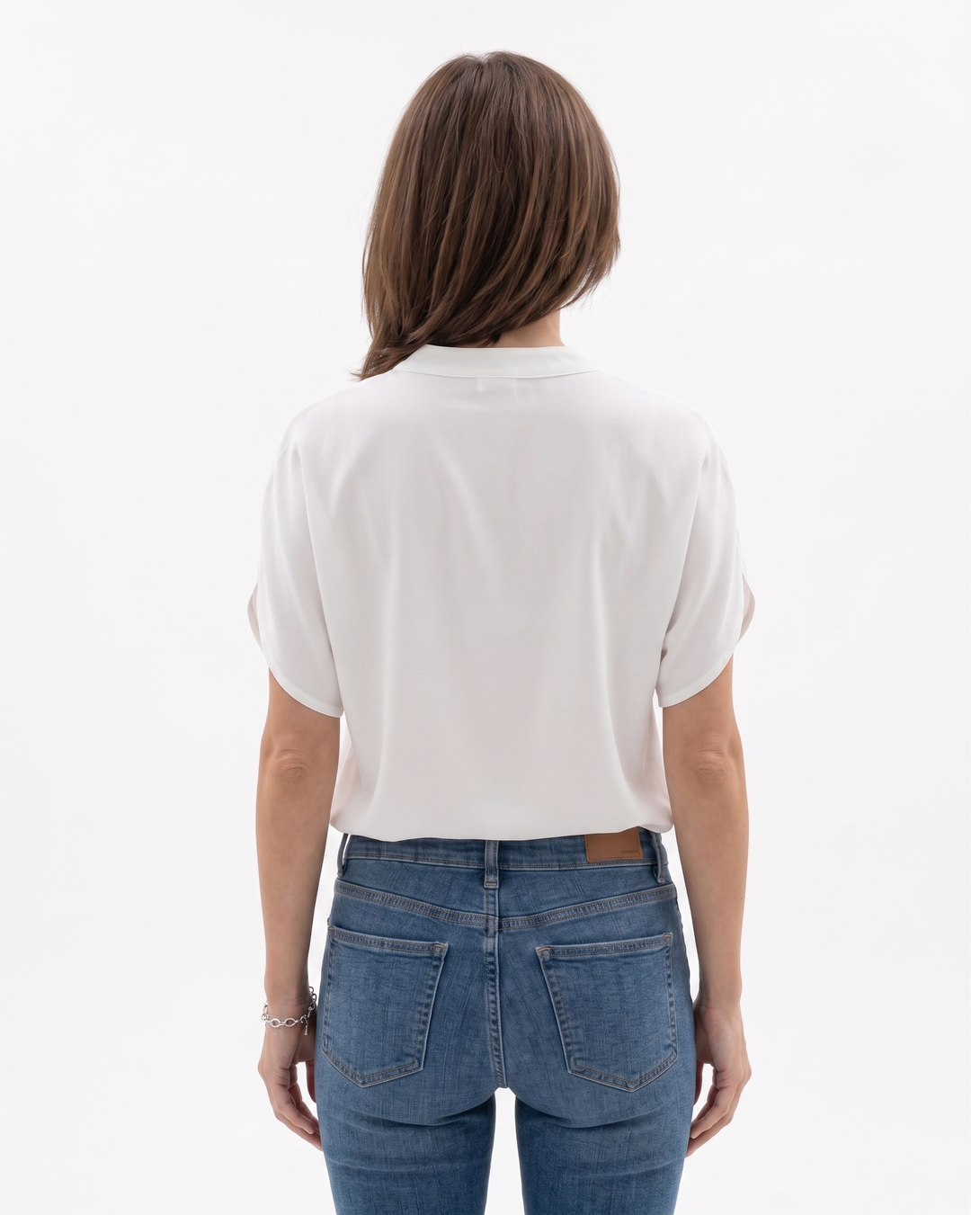 Womens Blouse Fluid Crepe V-Neck