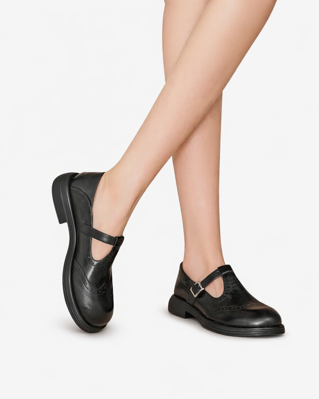 Womens Leather Brogue Mary Jane Shoes Classic Fit - Clovrio