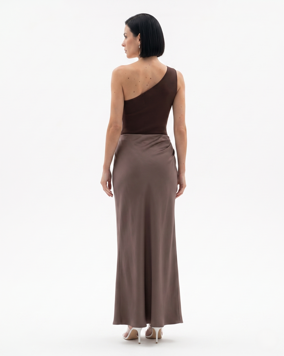 Womens Evening Dress Satin One Shoulder