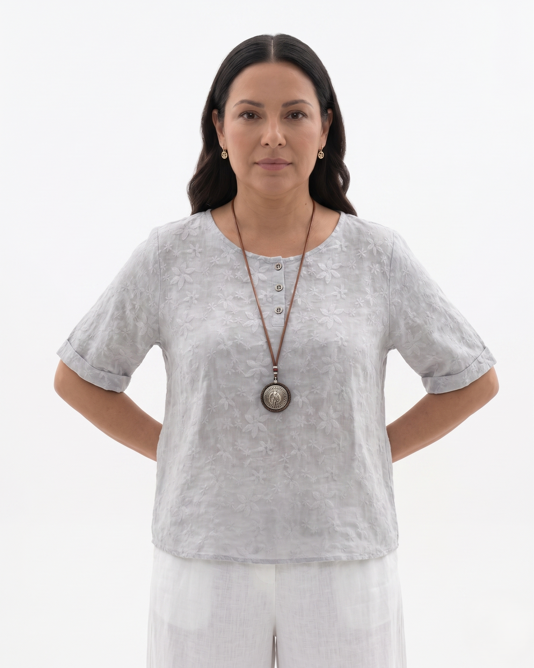 Womens Cotton Blouse Relaxed Fit Printed