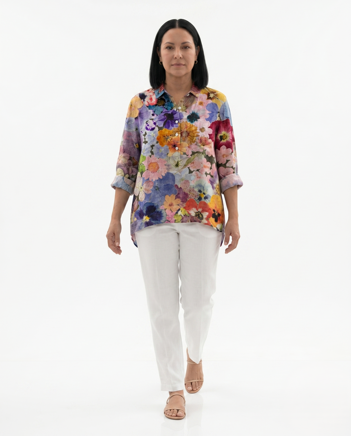 Womens Blouse Lightweight Floral Print Loose Fit
