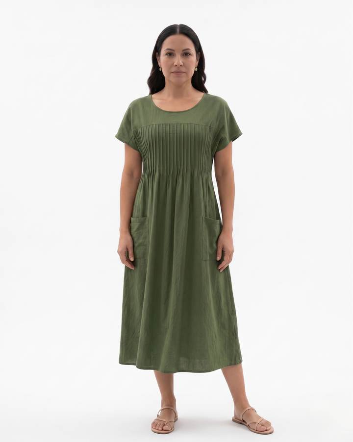 Womens Smock Dress Relaxed Fit Cotton