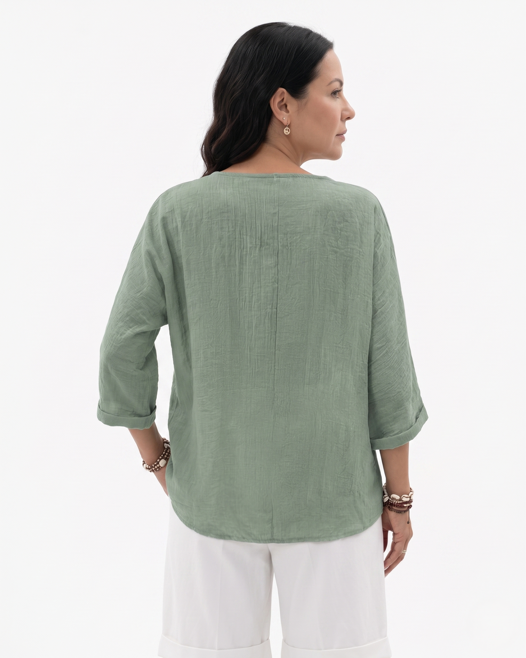 Womens Blouse Relaxed Fit V-Neck Lightweight
