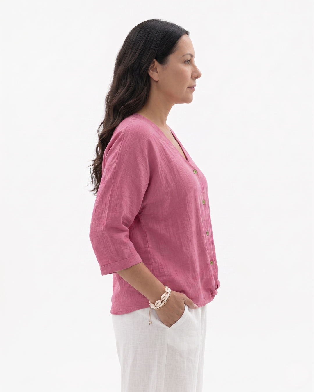 Womens Blouse Relaxed Fit V-Neck Lightweight