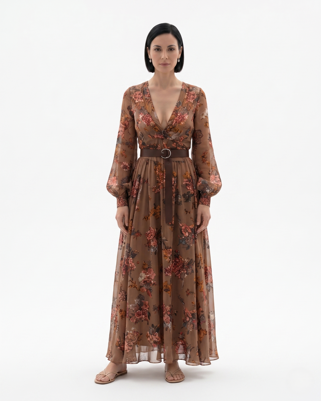Womens Maxi Dress Sheer Floral Lightweight