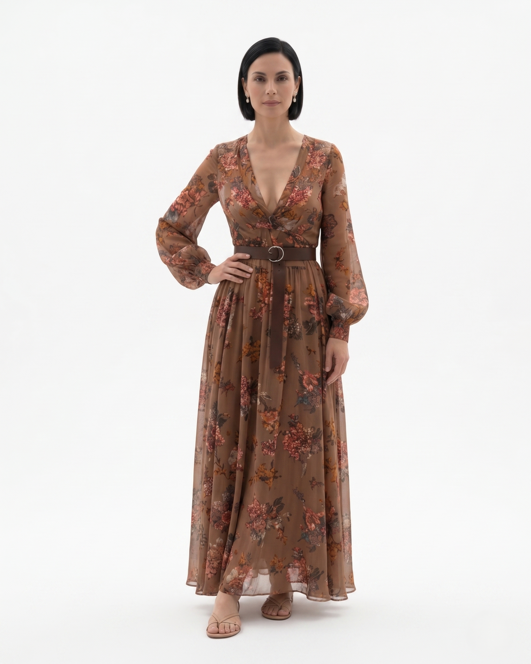 Womens Maxi Dress Sheer Floral Lightweight