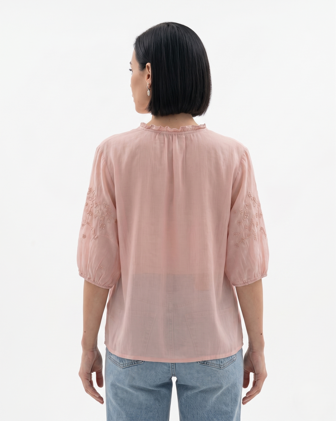 Womens Cotton Blouse Textured Relaxed Fit