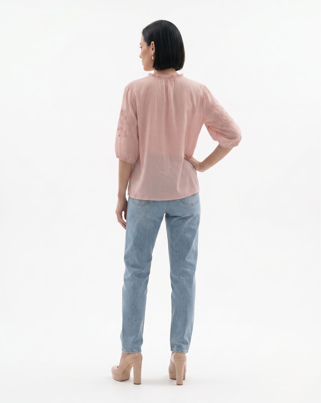 Womens Cotton Blouse Textured Relaxed Fit