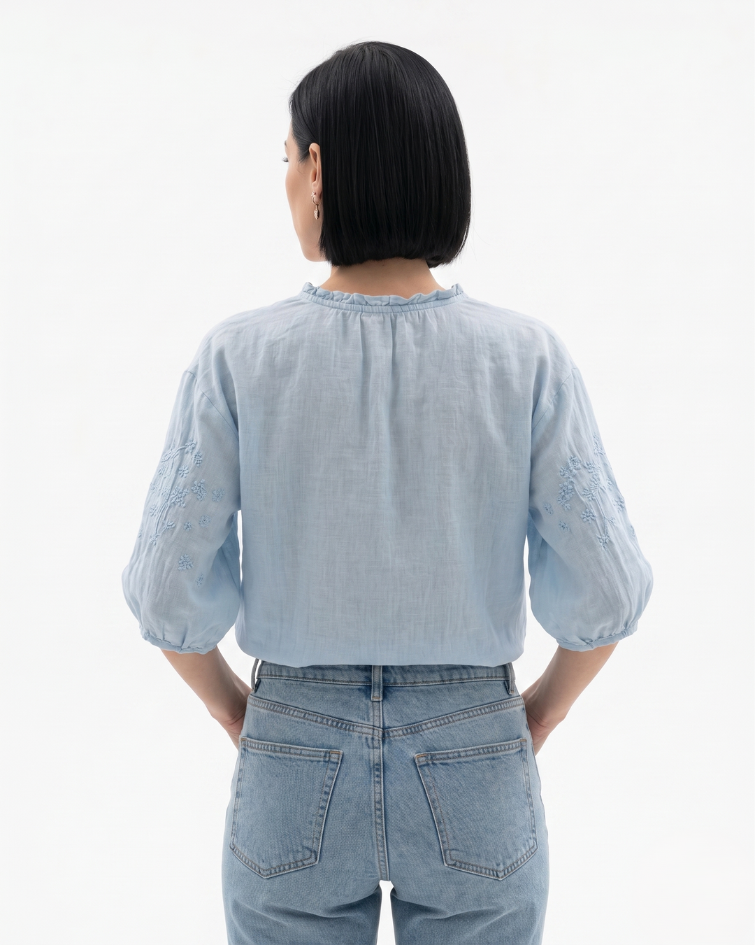Womens Cotton Blouse Textured Relaxed Fit