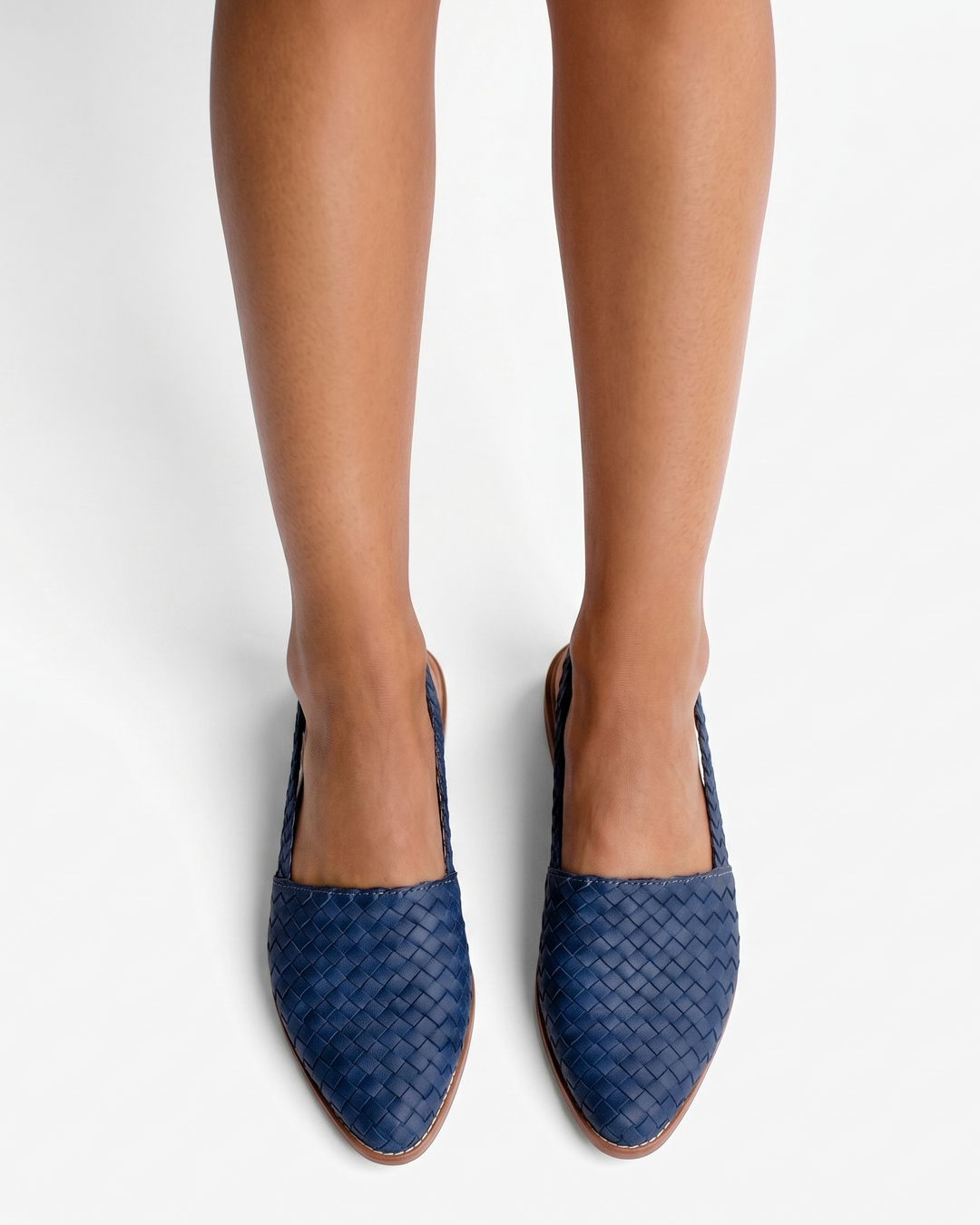Womens Woven Leather Slingback Shoes