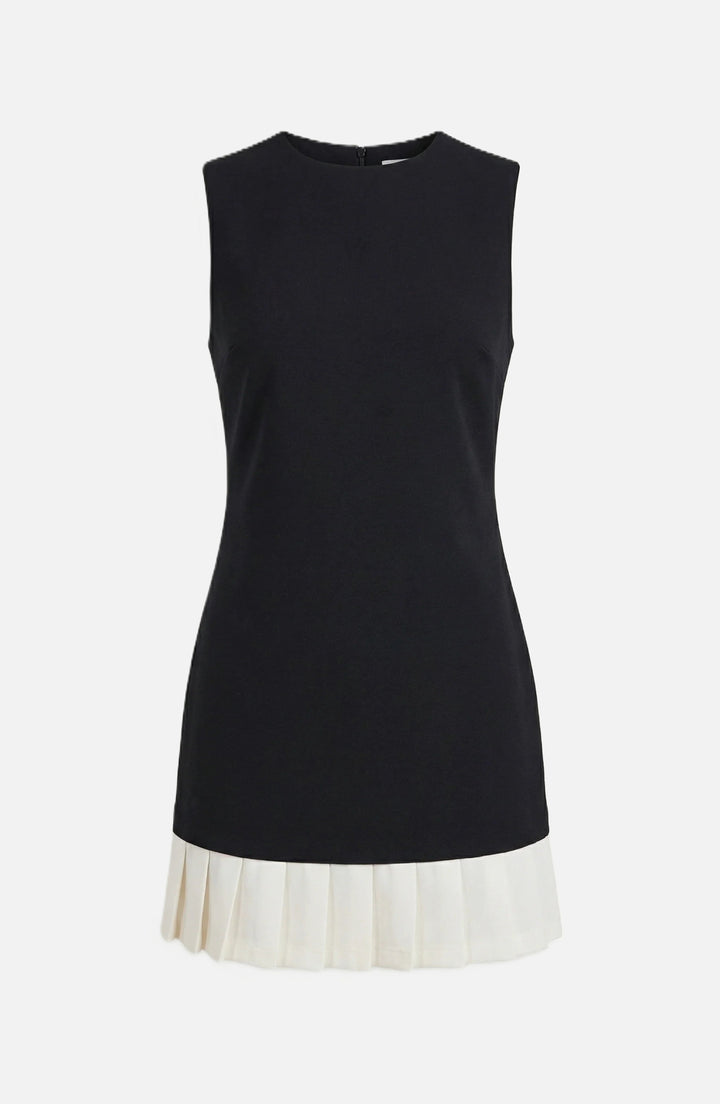 Womens Sleeveless Cocktail Dress Shift Fit Pleated Hem