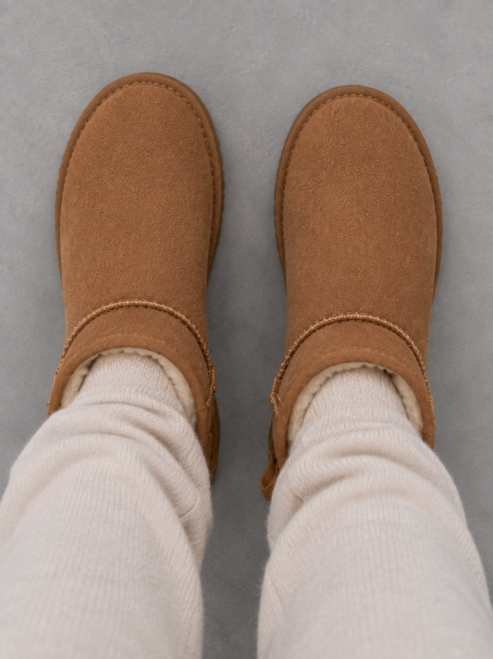 Women's Casual Suede Shearling Lined Ankle Boots