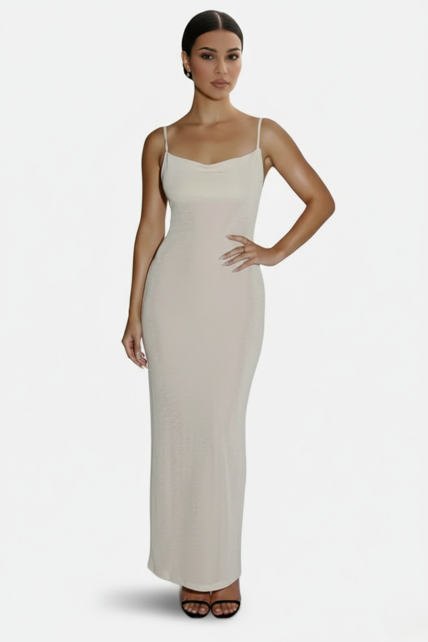 Womens Maxi Dress Spaghetti Strap Backless Tie Back