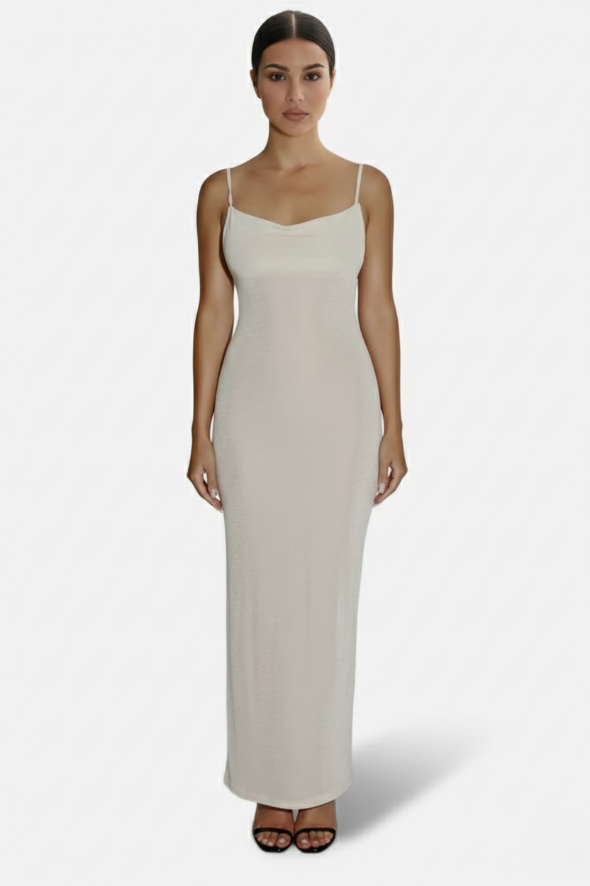 Womens Maxi Dress Spaghetti Strap Backless Tie Back