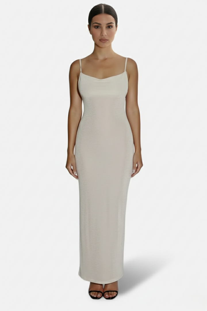 Womens Maxi Dress Spaghetti Strap Backless Tie Back