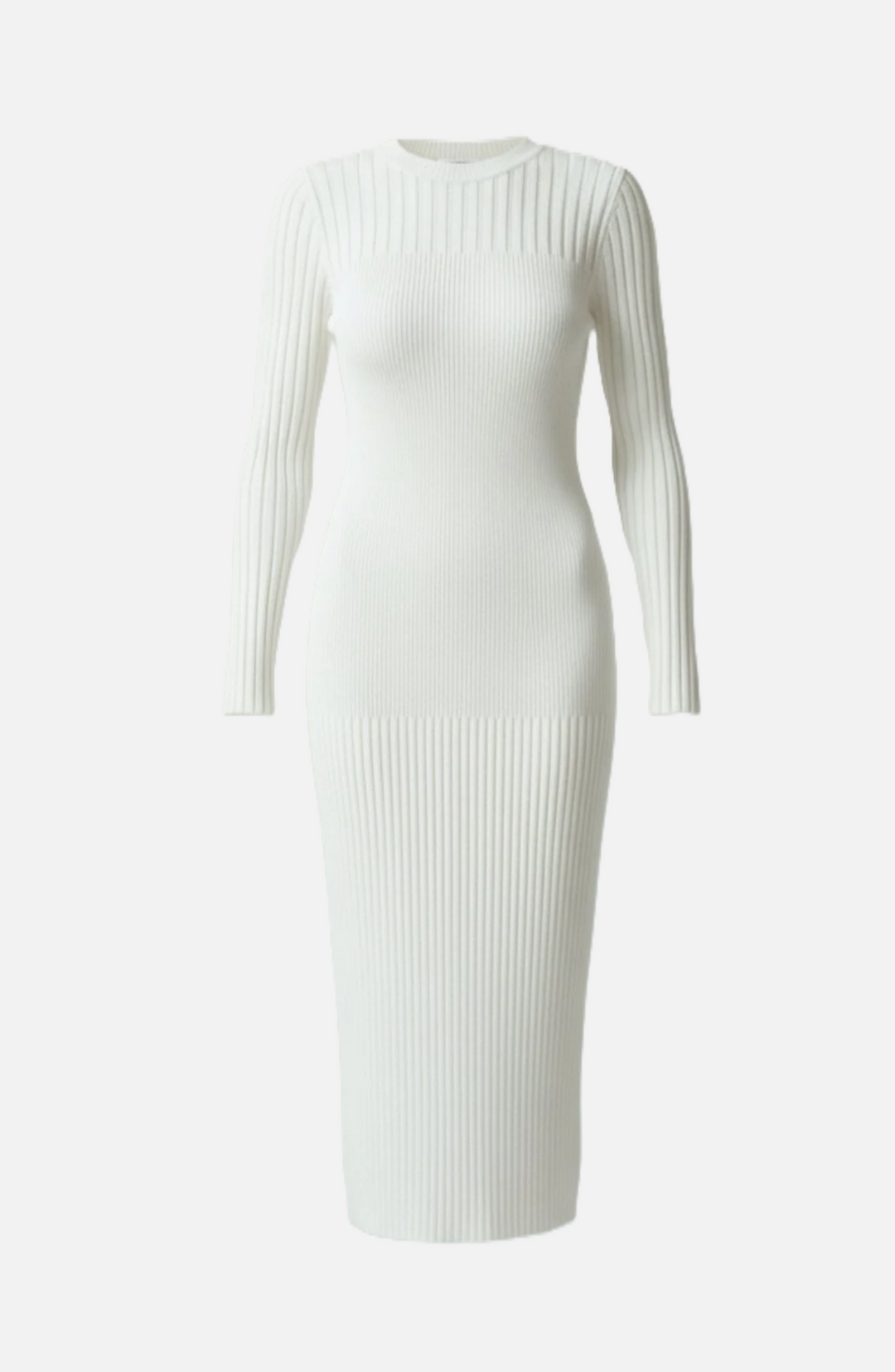Womens Bodycon Midi Dress Ribbed Knit Long Sleeve Crew Neck