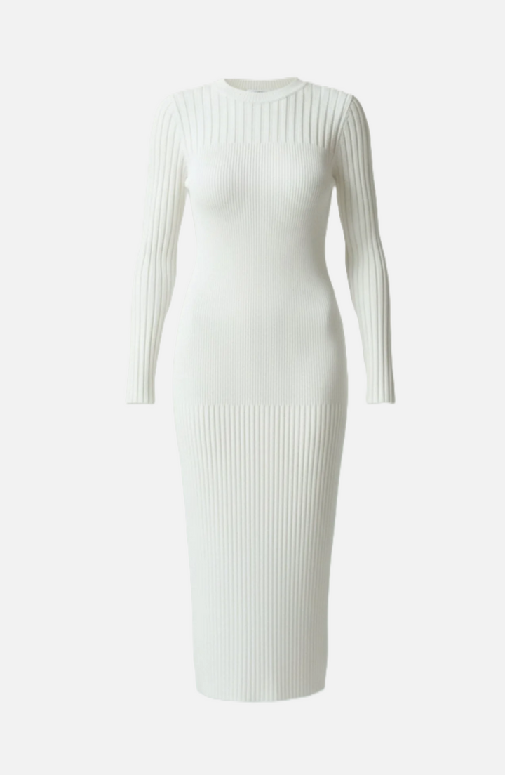 Womens Bodycon Midi Dress Ribbed Knit Long Sleeve Crew Neck